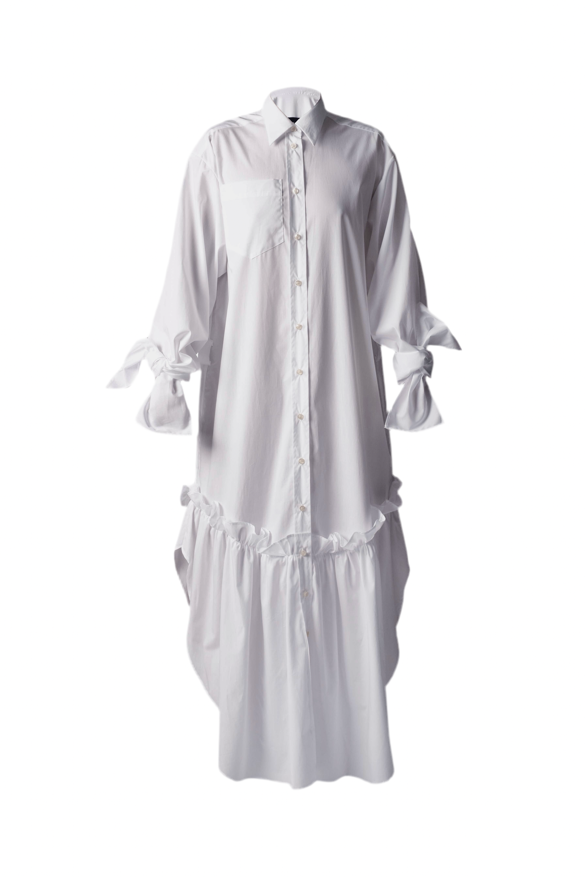 kleid lang weiß Rüschen Baumwolle unisex faire Produktion