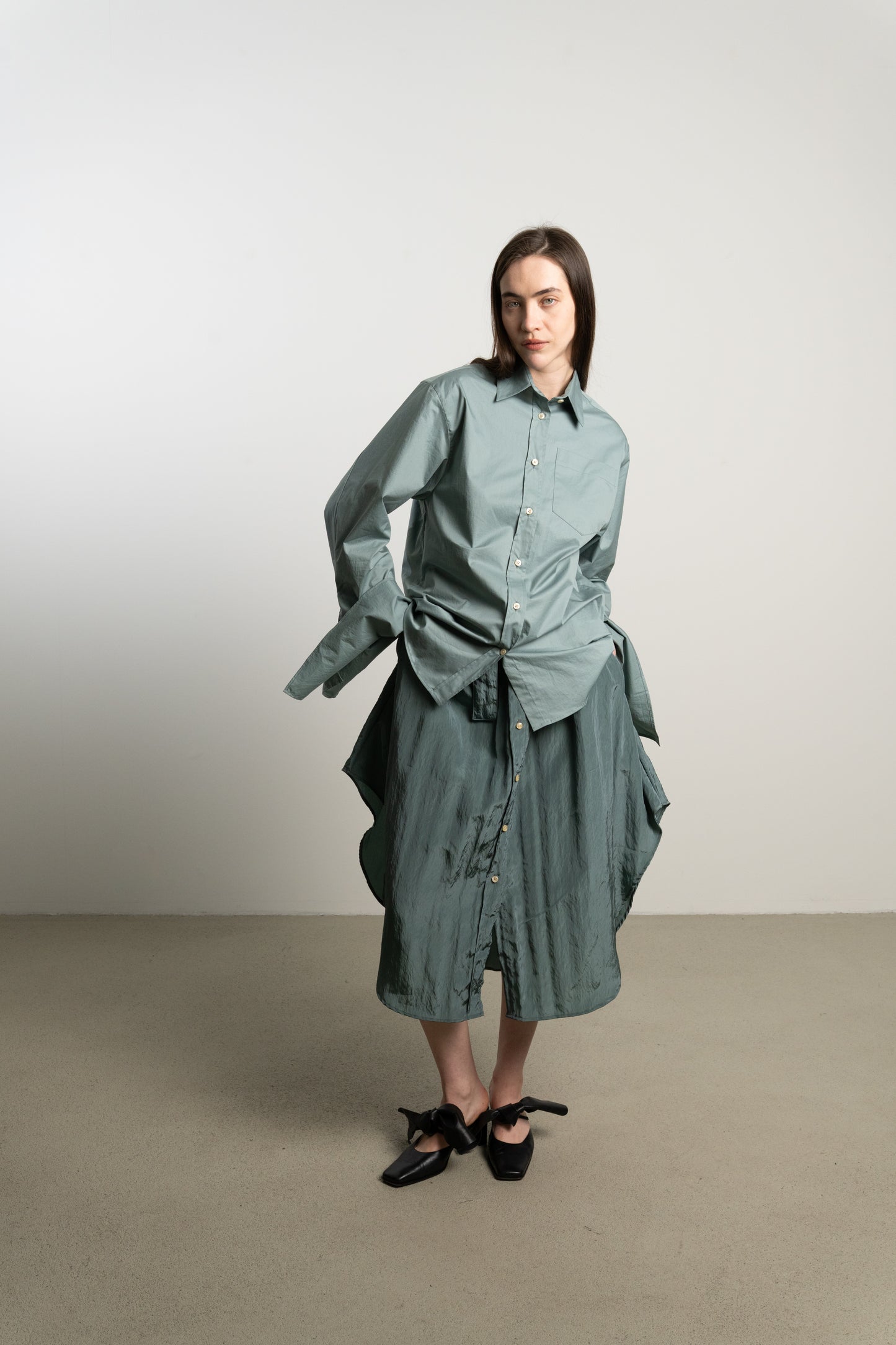Bow Sleeve Shirt DAWN / washed cloud