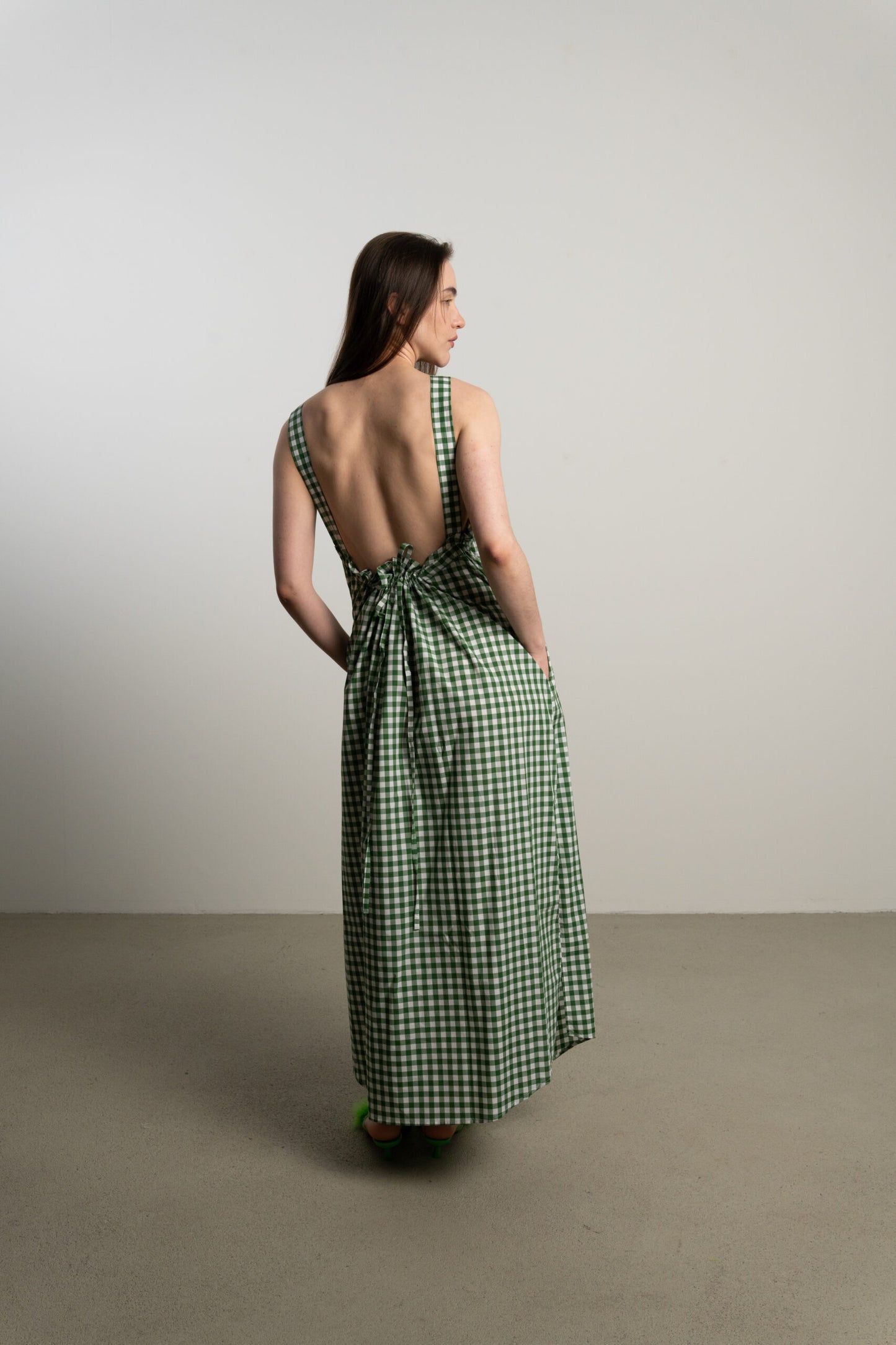 Apron Dress RUTH / leaf vichy
