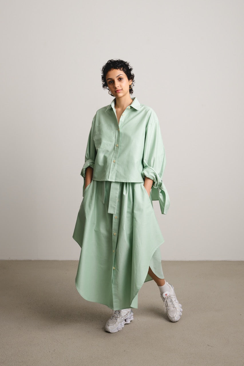 Bow Sleeve Crop Shirt DUSK / grass stripe