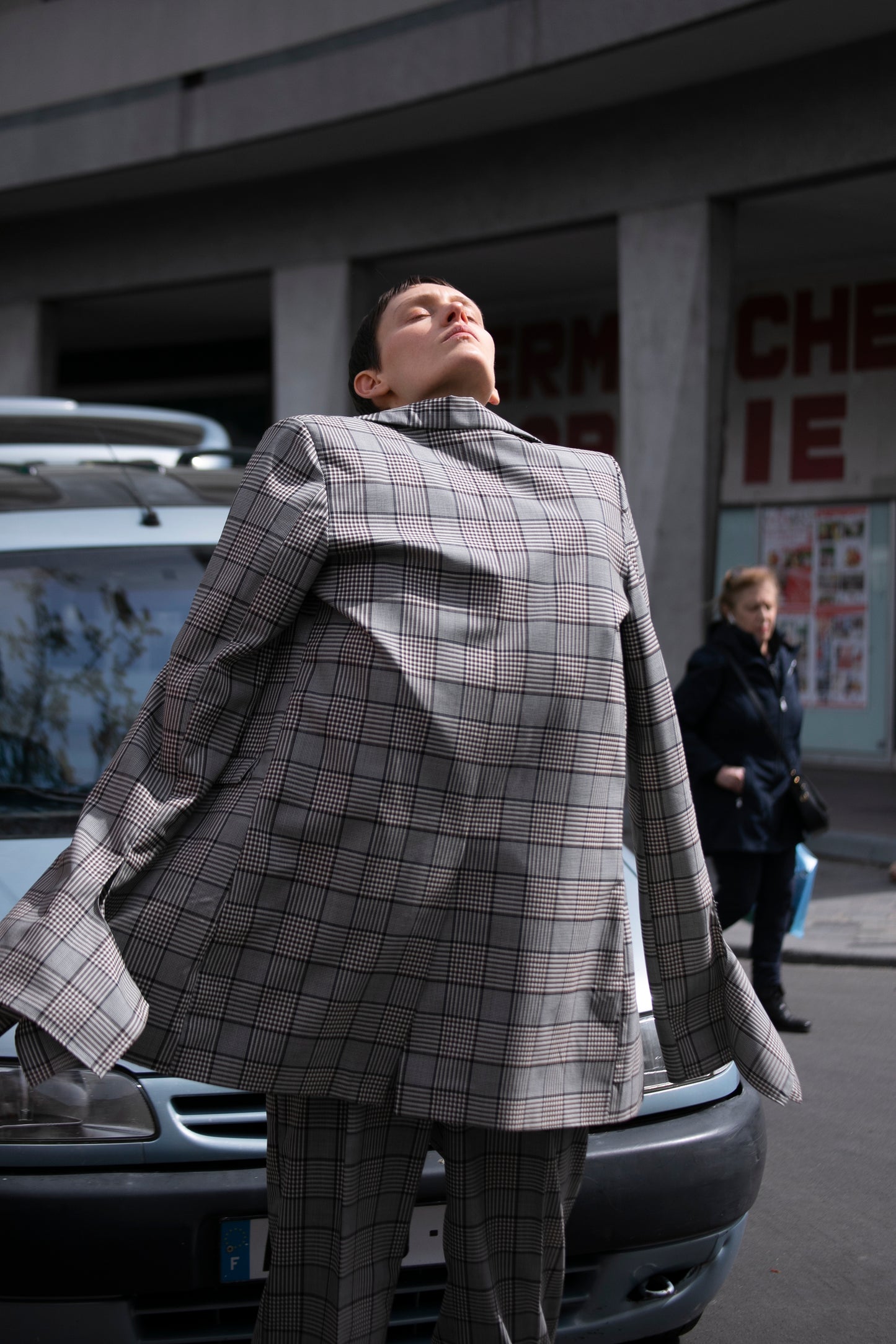 blazer kariert grau unisex faire Produktion