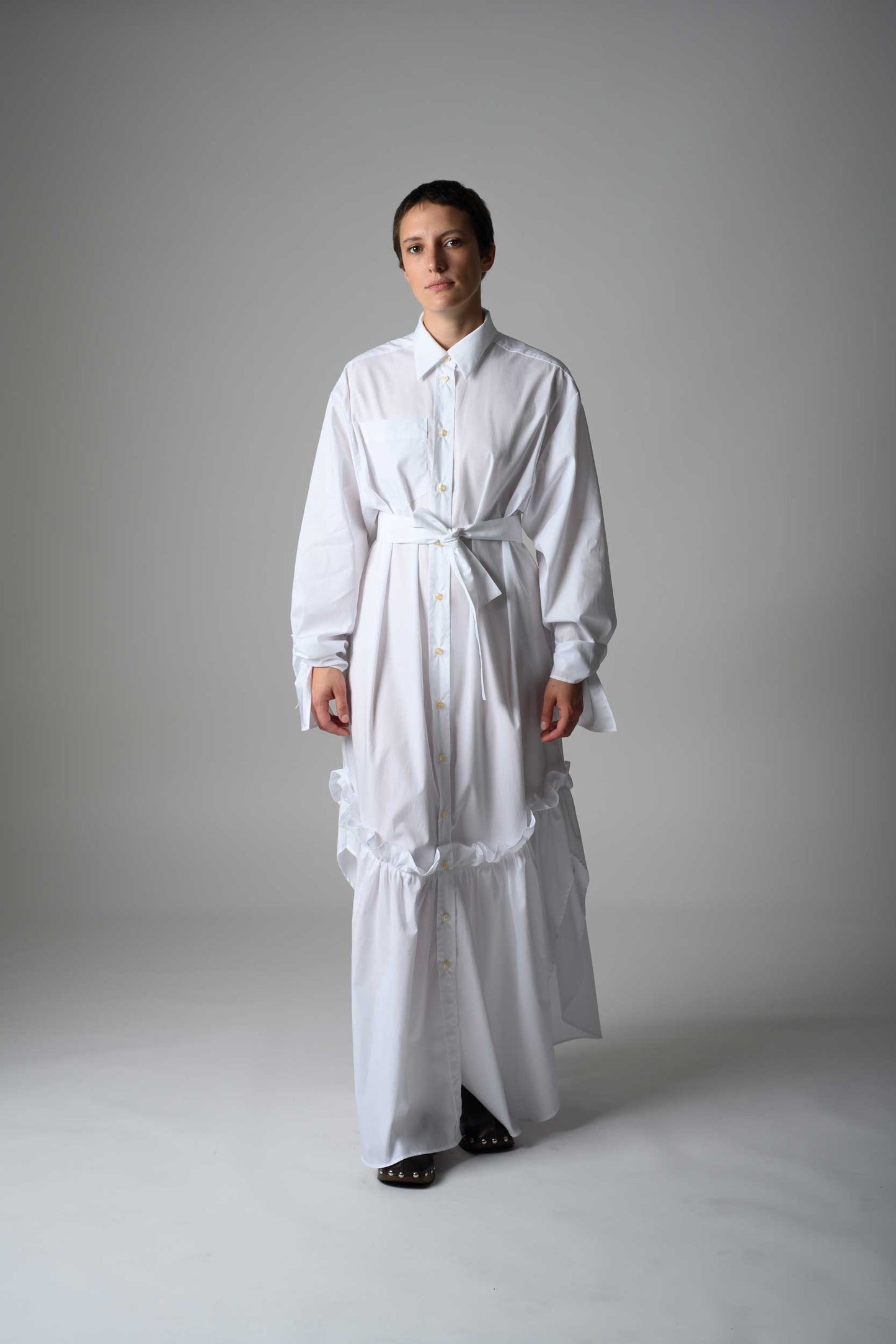 Bow Sleeve Ruffle Dress CAKE / paper