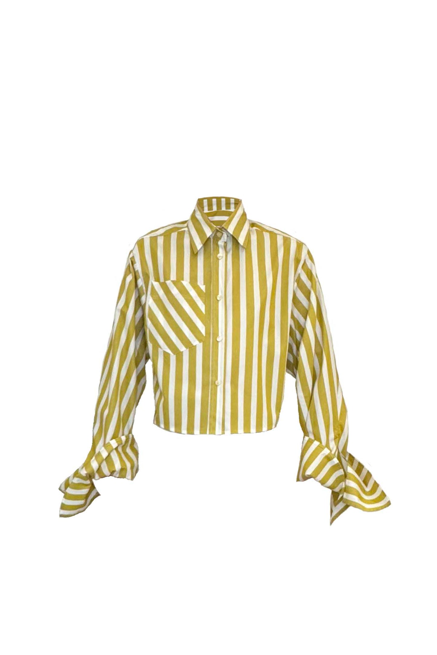 Bow Sleeve Crop Shirt DUSK / golden kiwi stripe