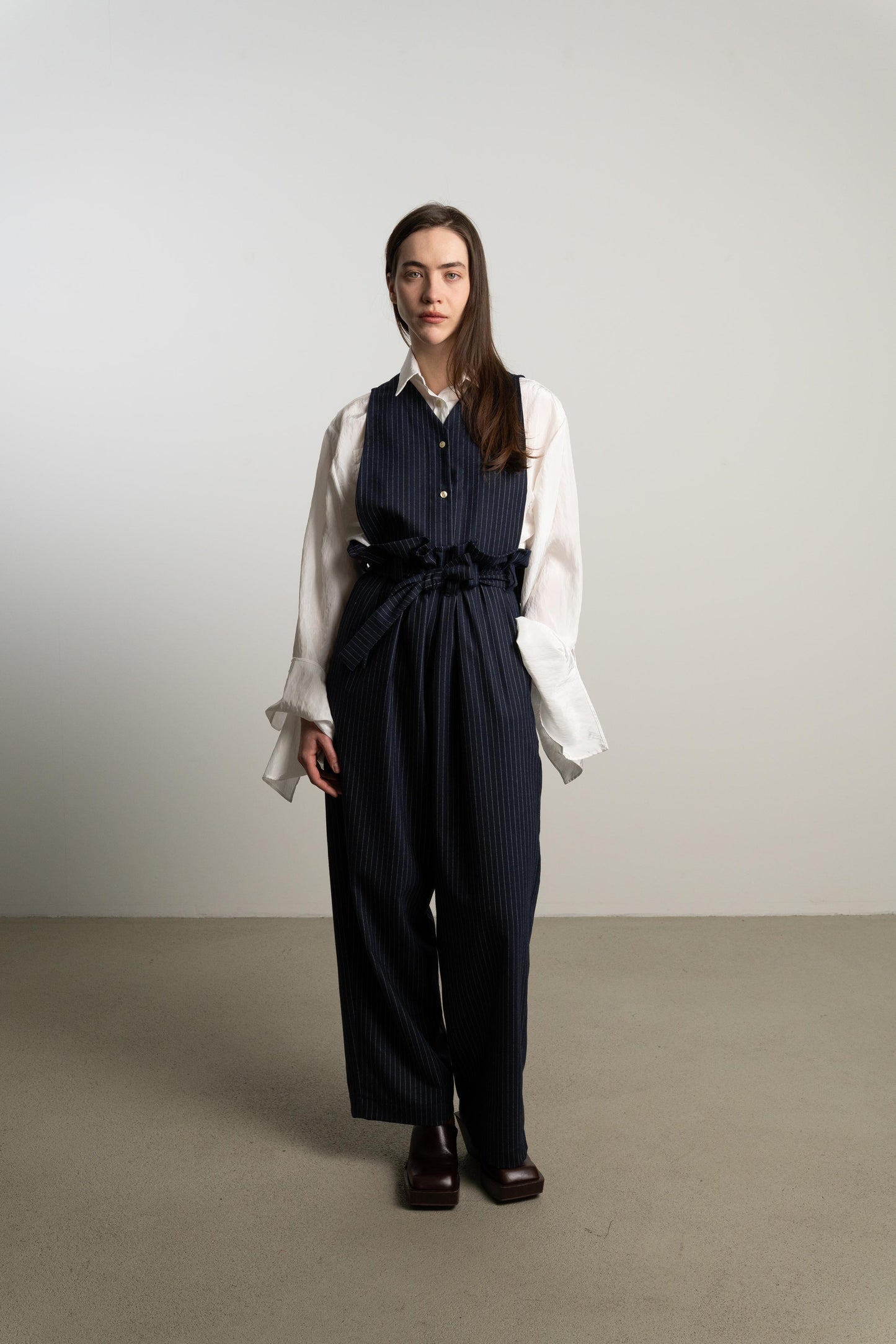 Belted Vest TESSA / night pinstripe