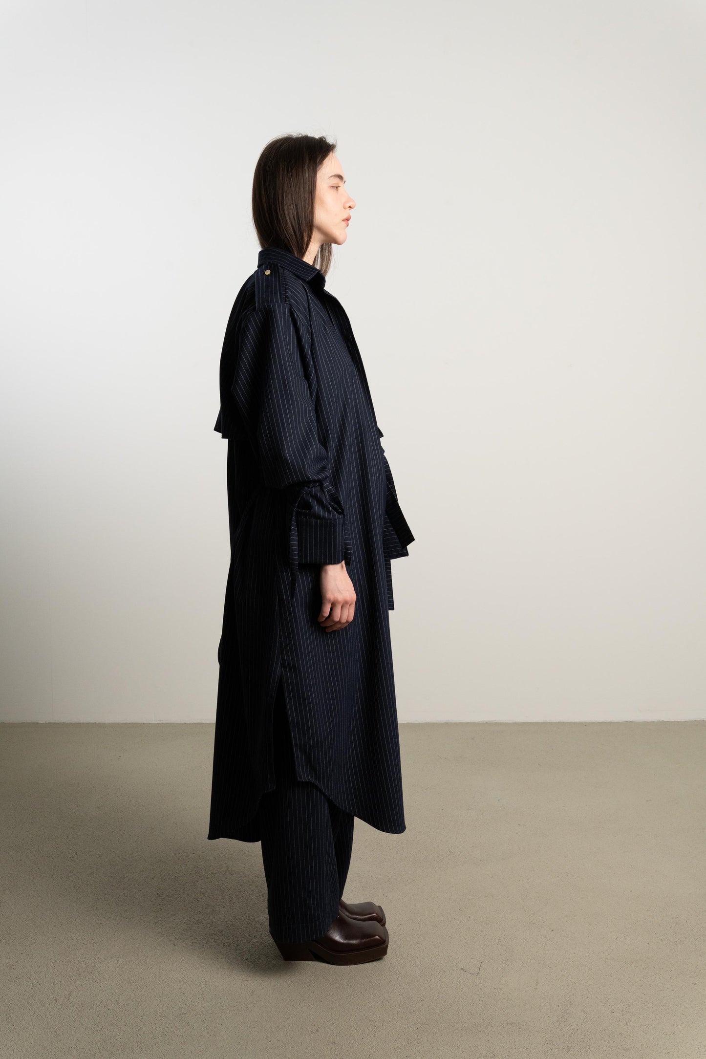 Strappy Trench Dress PATTI / night pinstripe