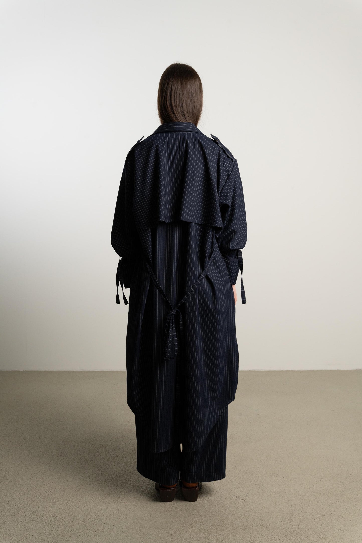 Strappy Trench Dress PATTI / night pinstripe