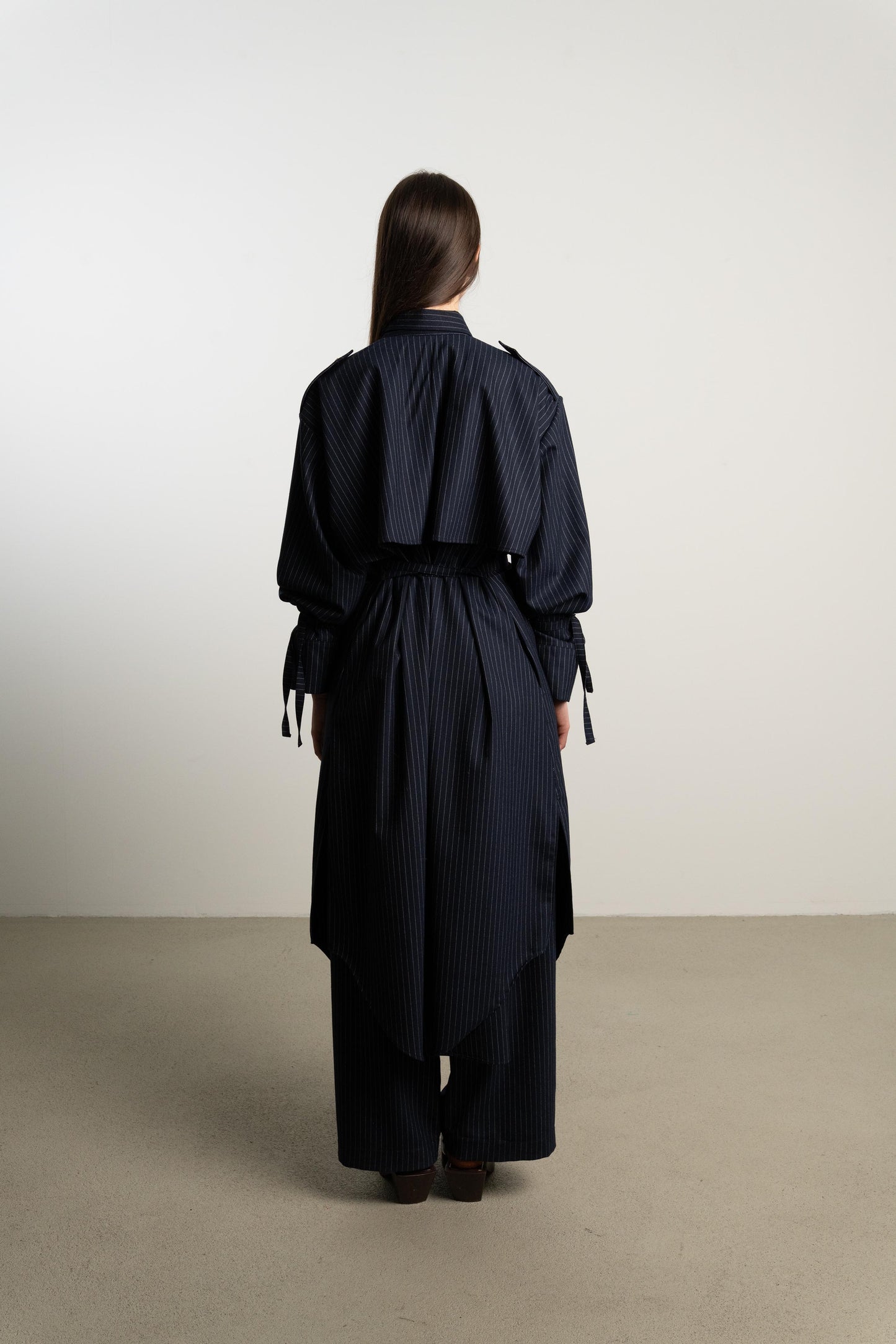 Strappy Trench Dress PATTI / night pinstripe