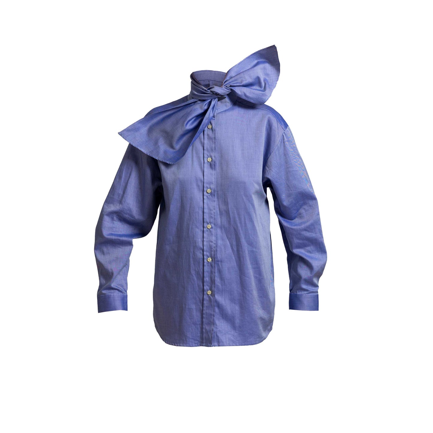 Bow Collar Shirt / teardrop blue