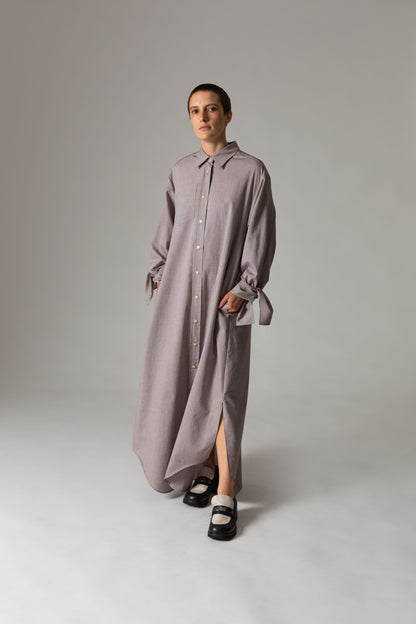 Bow Sleeve Maxi Dress LAZE / reed brown