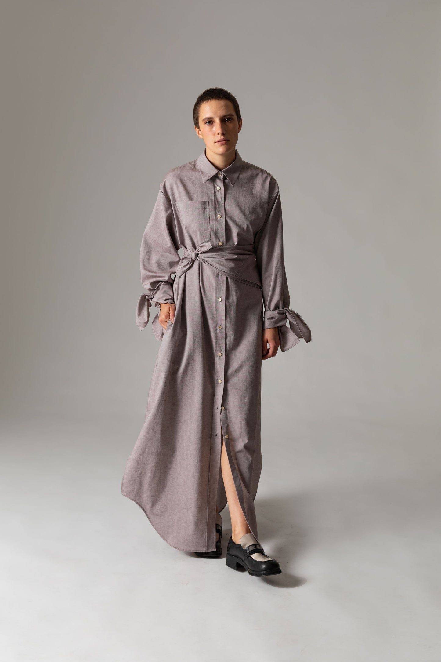 Bow Sleeve Maxi Dress LAZE / reed brown