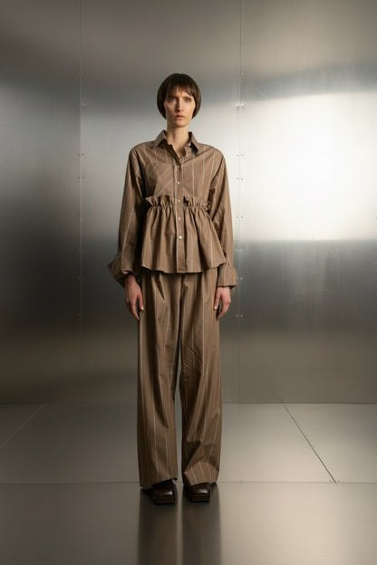 ADVENT SALE 16.12. / Bow Sleeve Ruffle Shirt SLICE / safari pin