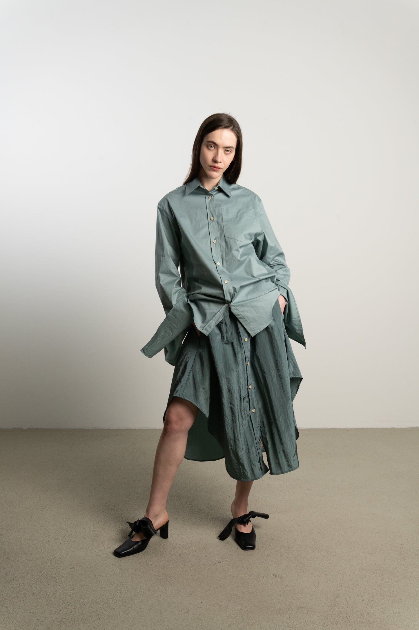 Bow Sleeve Shirt DAWN / washed cloud