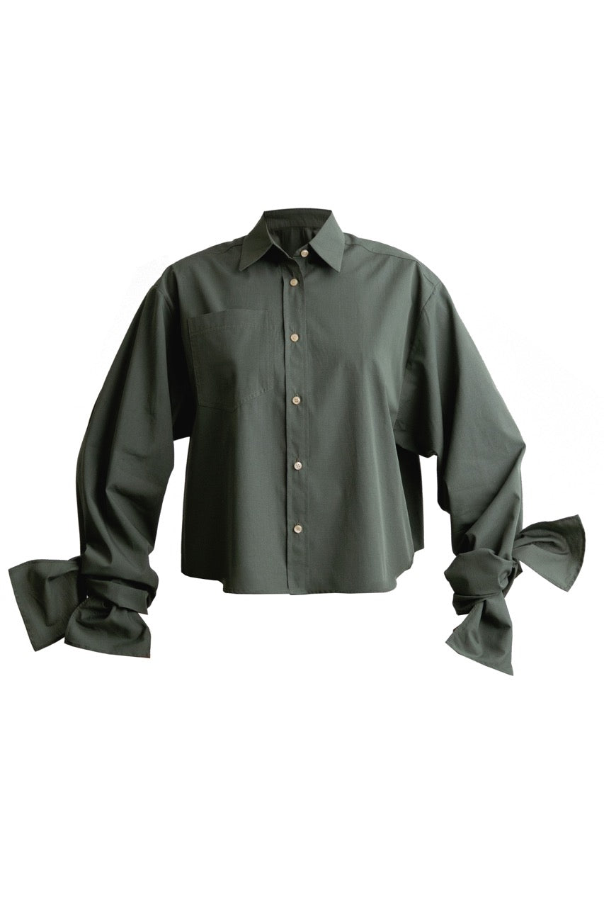 Bow Sleeve Crop Shirt DUSK / pine