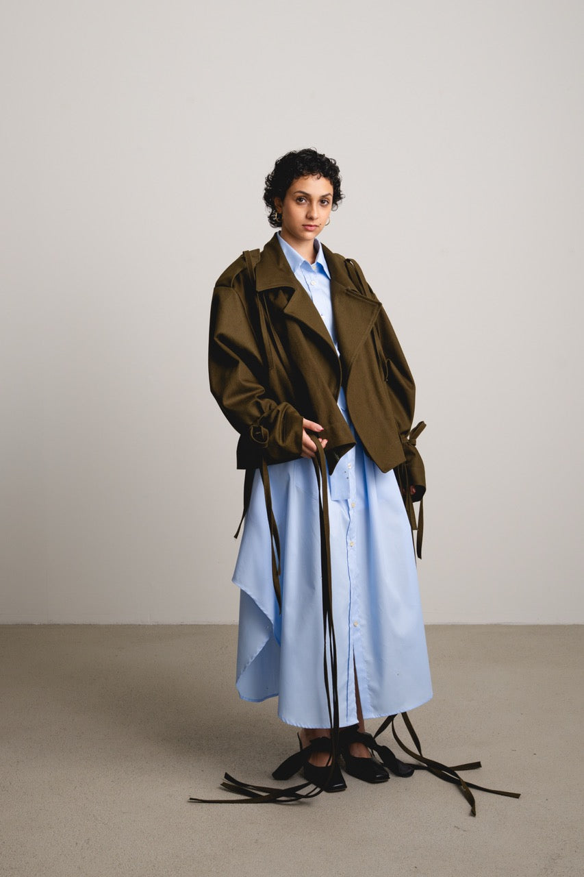 Strappy Trench Jacket MERLE / pond