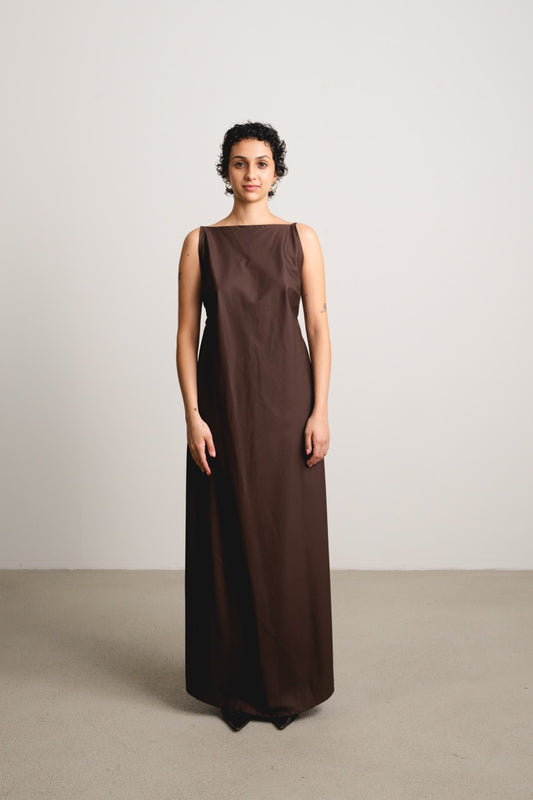 Ruched Apron Dress NORA / cocoa