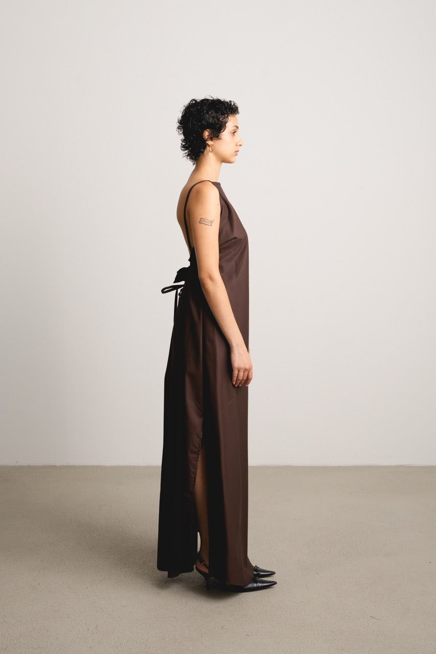 Ruched Apron Dress NORA / cocoa