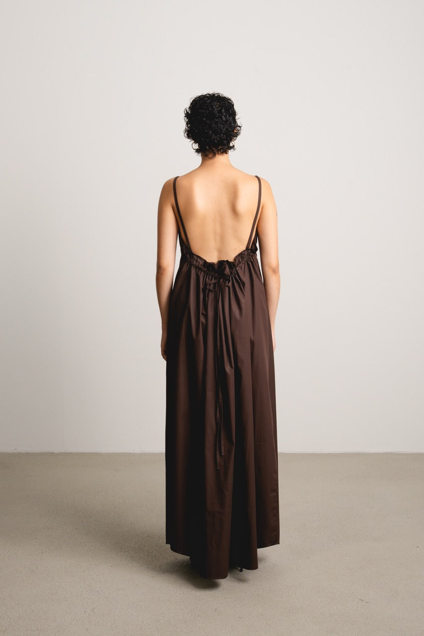 Ruched Apron Dress NORA / cocoa