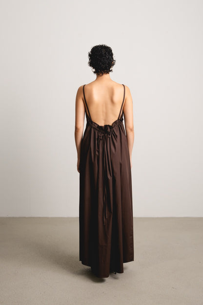 Ruched Apron Dress NORA / cocoa