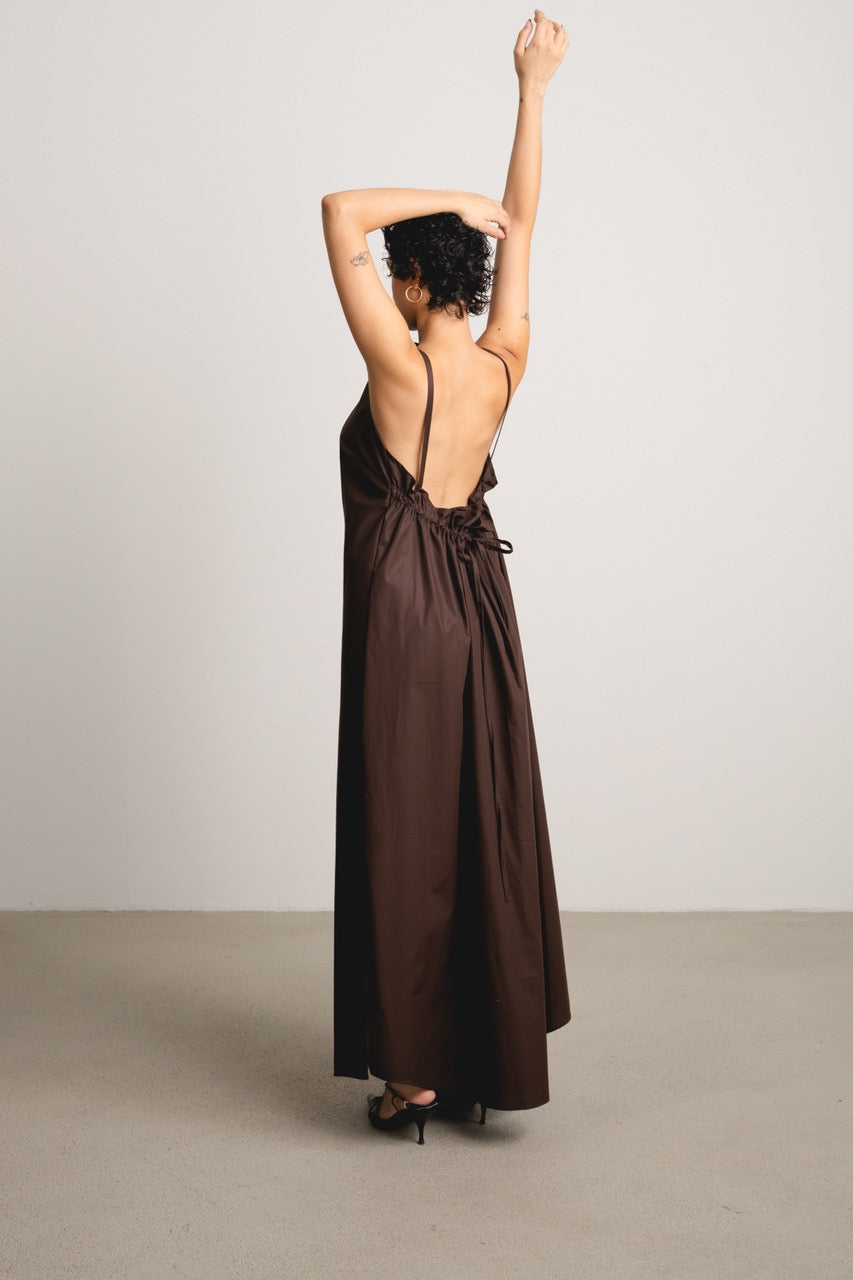 Ruched Apron Dress NORA / cocoa – Jana Wieland