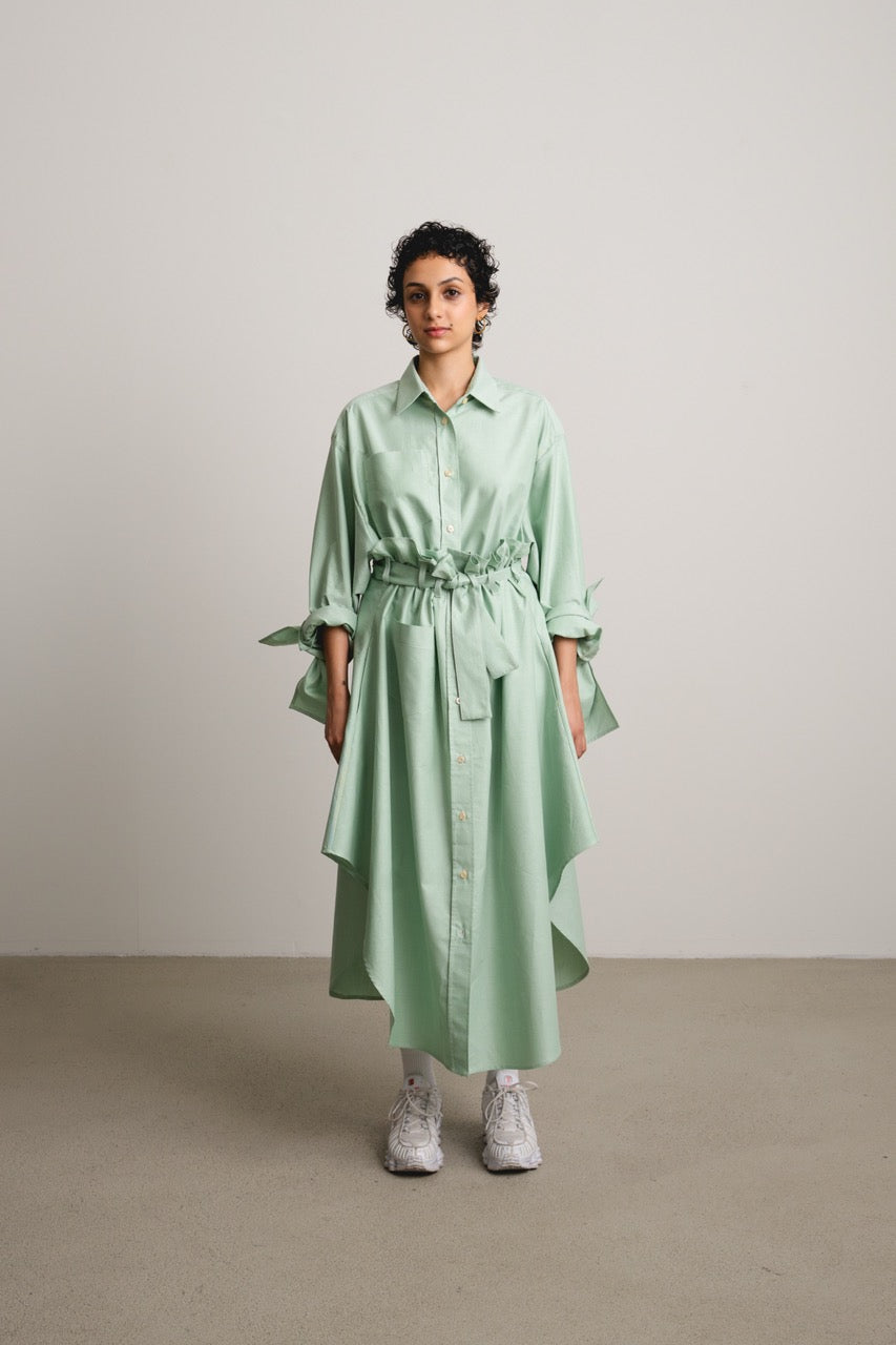 Bow Sleeve Shirt DAWN / grass stripe