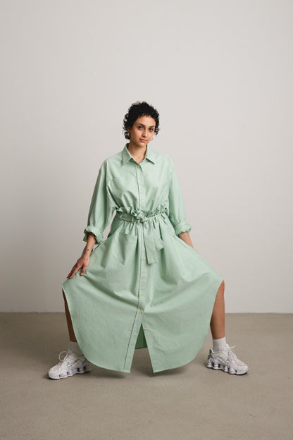 Bow Sleeve Shirt DAWN / grass stripe