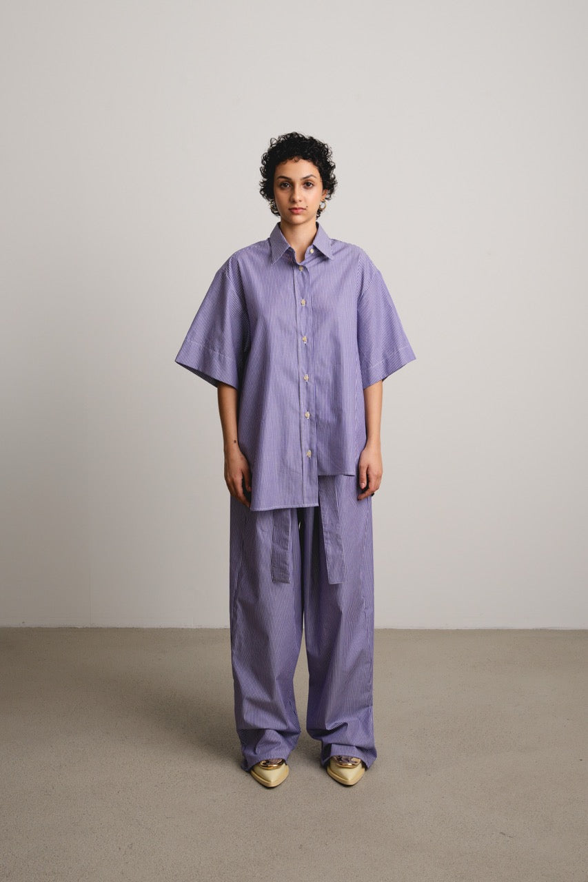 Wavy Yoke Shirt SL DREAMY / blueberry stripes