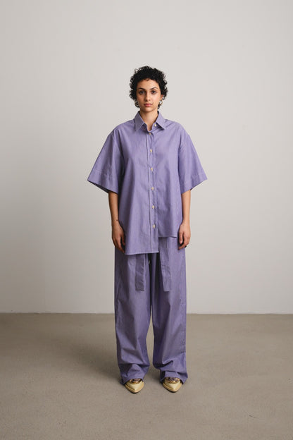 Wavy Yoke Shirt SL DREAMY / blueberry stripes