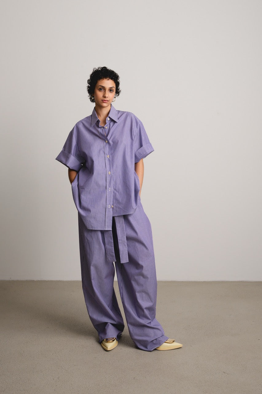 Wavy Yoke Shirt SL DREAMY / blueberry stripes