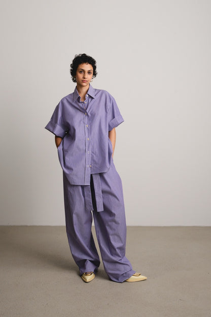 Wavy Yoke Shirt SL DREAMY / blueberry stripes