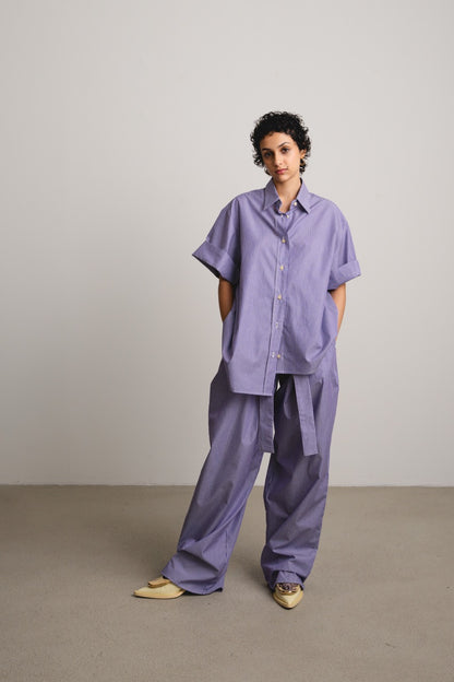 Wavy Yoke Shirt SL DREAMY / blueberry stripes