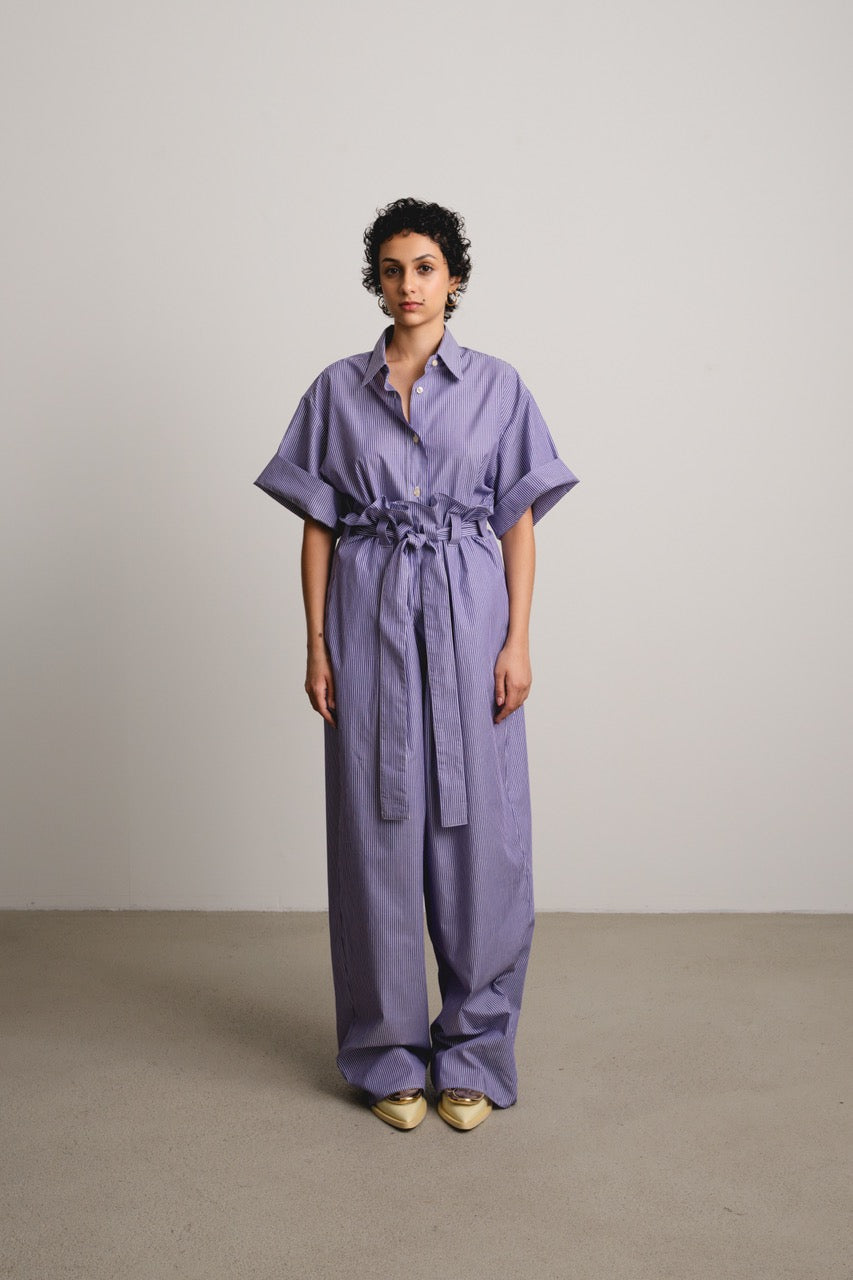 Ruffled Pants "KUSH" / blueberry stripes