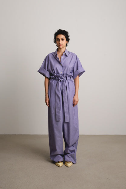 Ruffled Pants "KUSH" / blueberry stripes