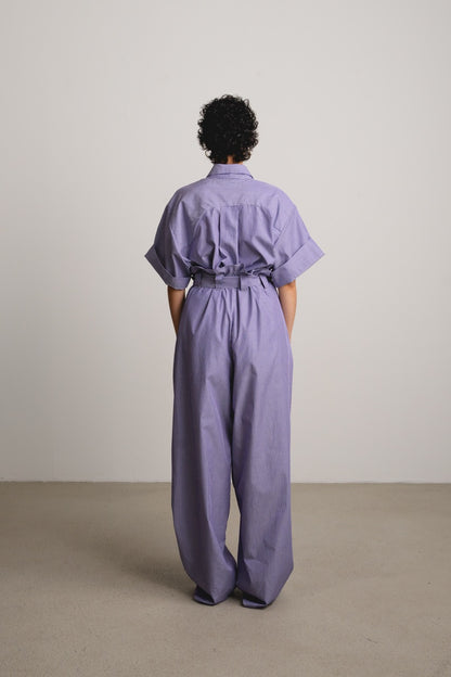 Ruffled Pants "KUSH" / blueberry stripes