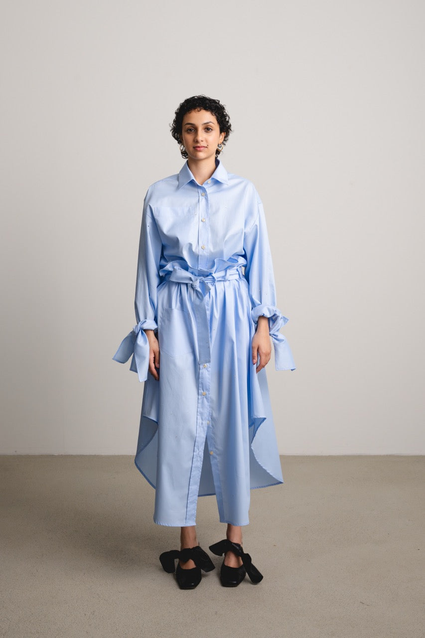 Bow Sleeve Crop Shirt DUSK / sky sparkles