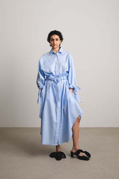 Bow Sleeve Crop Shirt DUSK / sky sparkles
