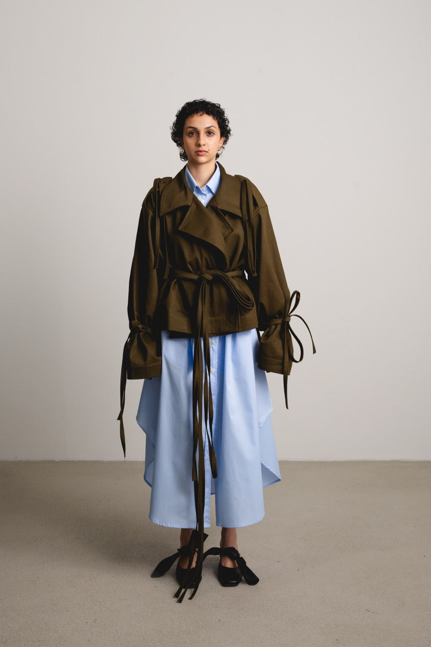 Strappy Trench Jacket MERLE / pond