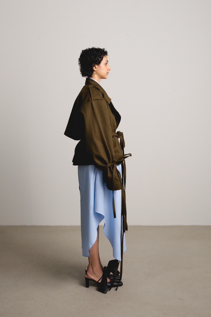 Strappy Trench Jacket MERLE / pond