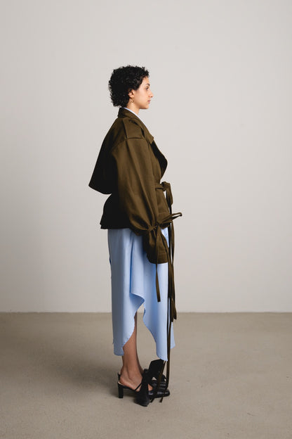 Strappy Trench Jacket MERLE / pond