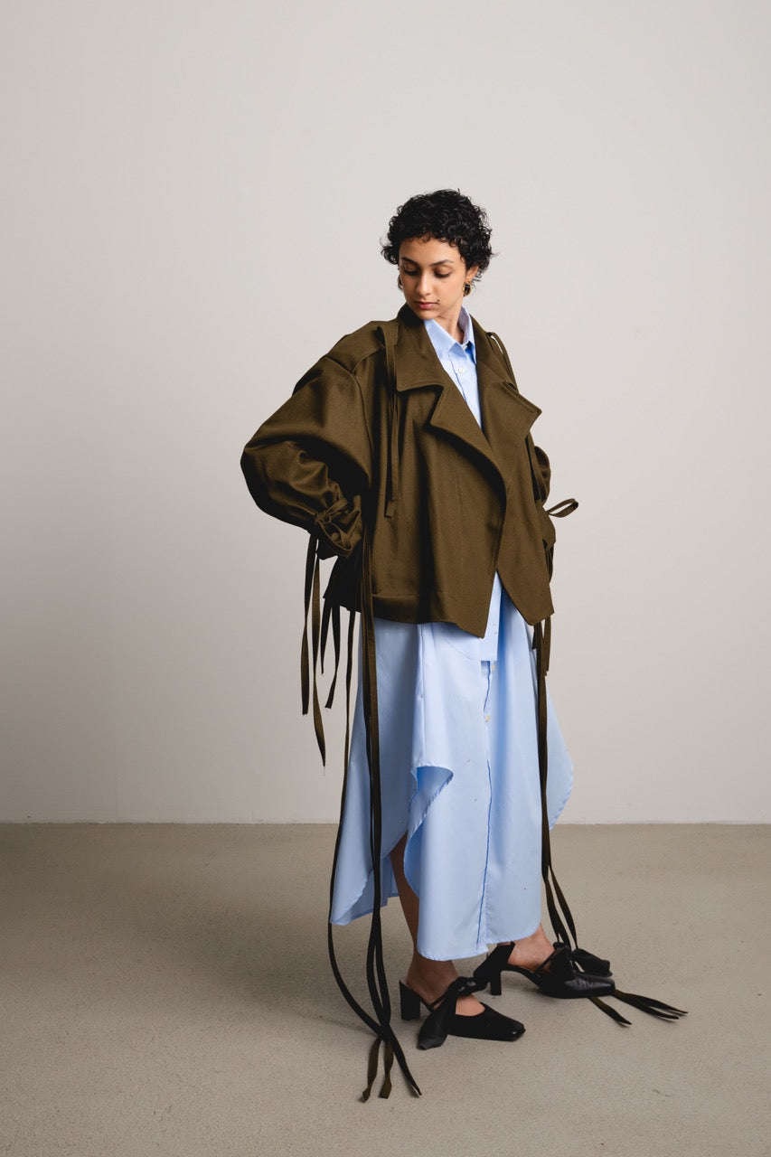 Strappy Trench Jacket MERLE / pond
