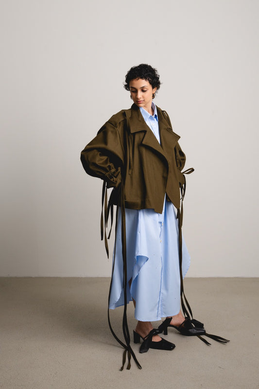 Strappy Trench Jacket MERLE / pond