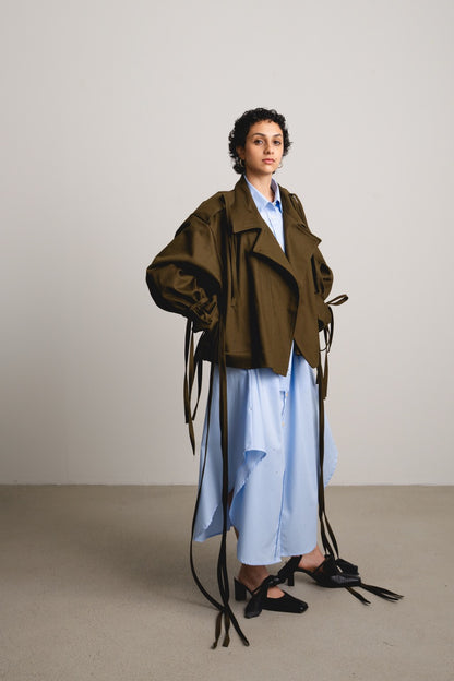 Strappy Trench Jacket MERLE / pond