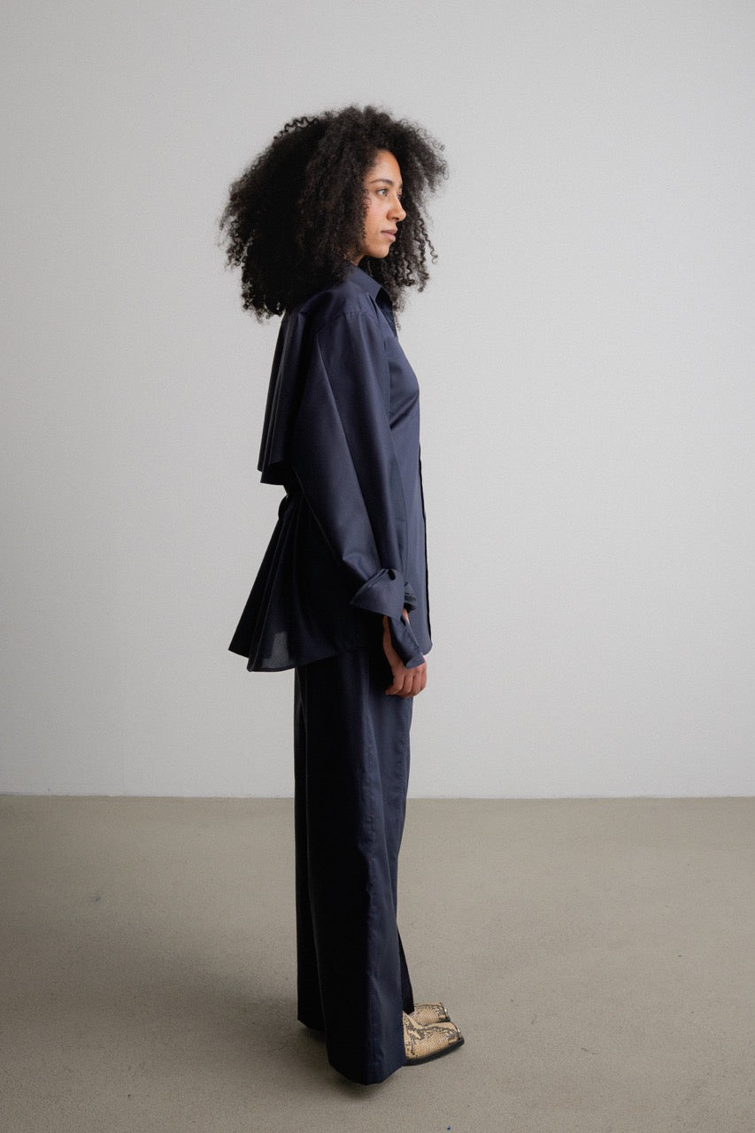 Split Bow Sleeve Shirt DAWN SPLIT / darkest blue
