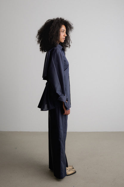 Split Bow Sleeve Shirt DAWN SPLIT / darkest blue