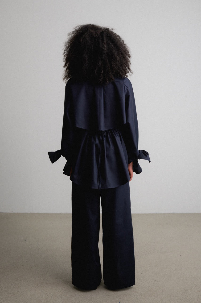 Split Bow Sleeve Shirt DAWN SPLIT / darkest blue