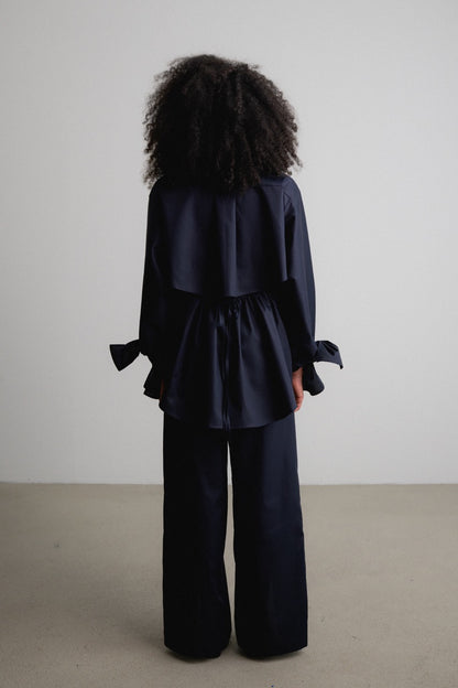 Split Bow Sleeve Shirt DAWN SPLIT / darkest blue