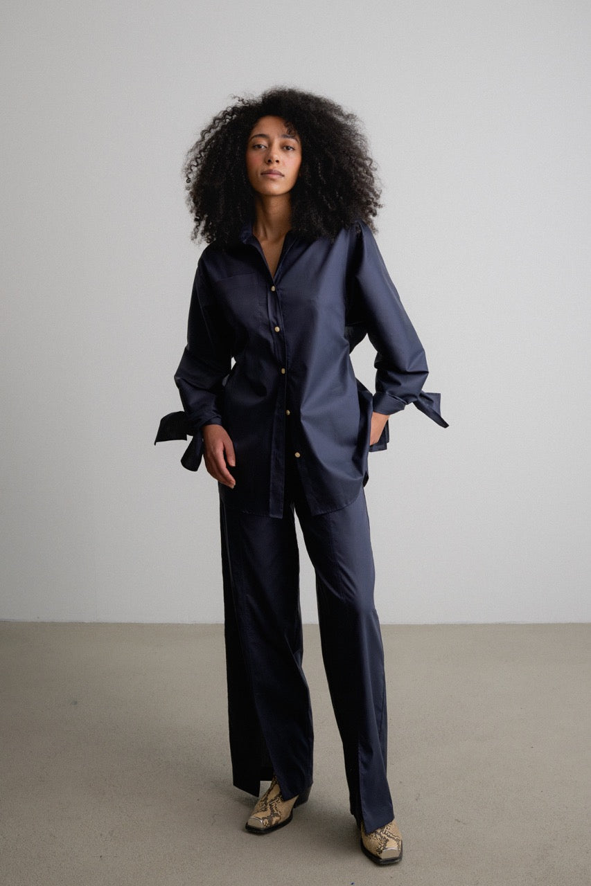 Split Bow Sleeve Shirt DAWN SPLIT / darkest blue