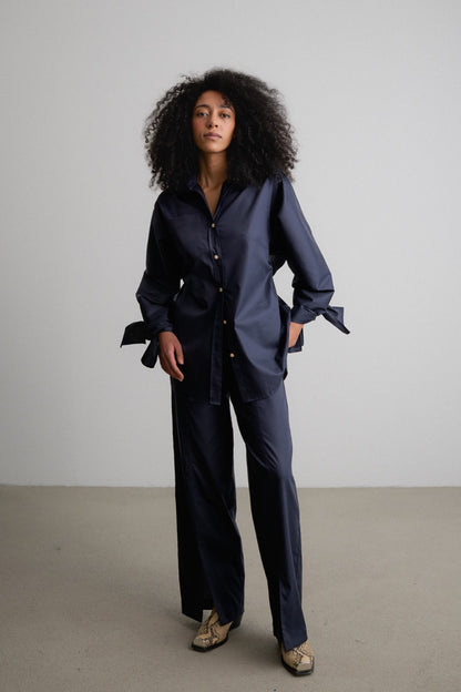 Split Bow Sleeve Shirt DAWN SPLIT / darkest blue