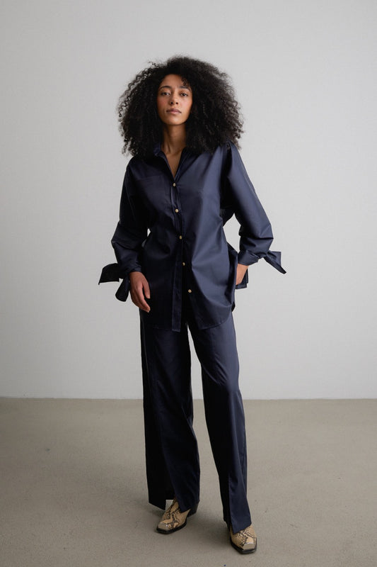 Split Bow Sleeve Shirt DAWN SPLIT / darkest blue