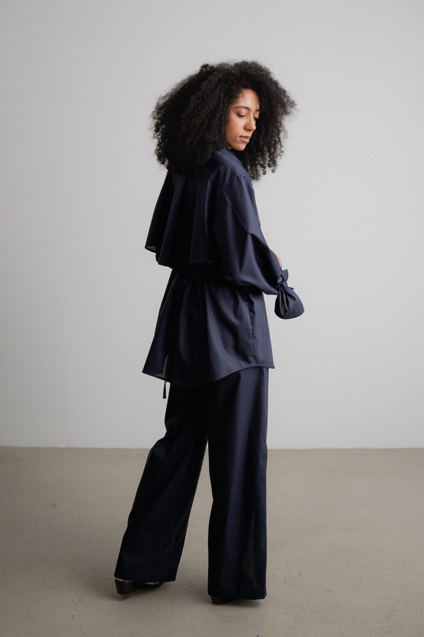Split Bow Sleeve Shirt DAWN SPLIT / darkest blue