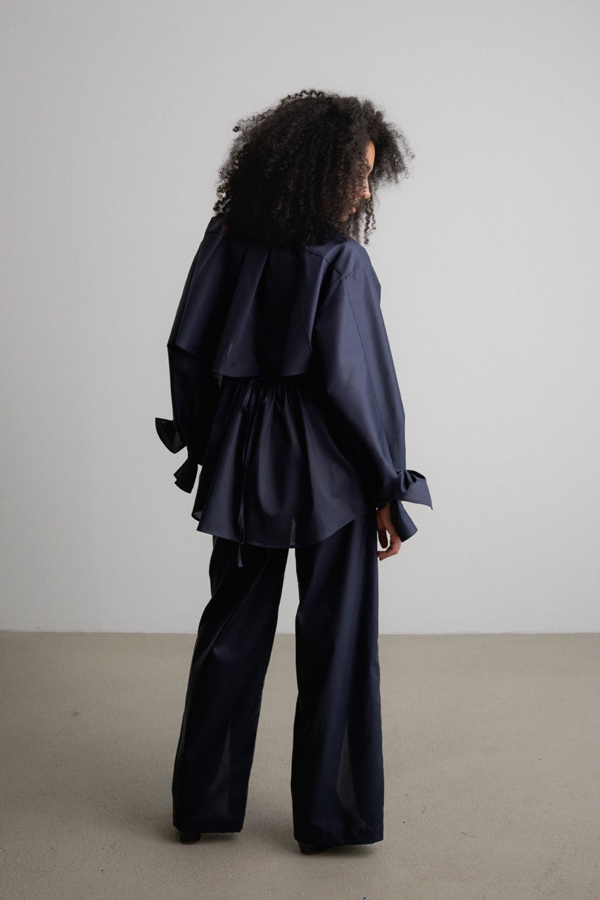 Split Bow Sleeve Shirt DAWN SPLIT / darkest blue